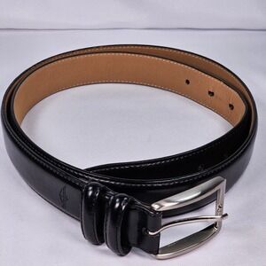 Dockers‎ Mens Black Leather Belt Silver Buckle Size 42 105 Formal Casual